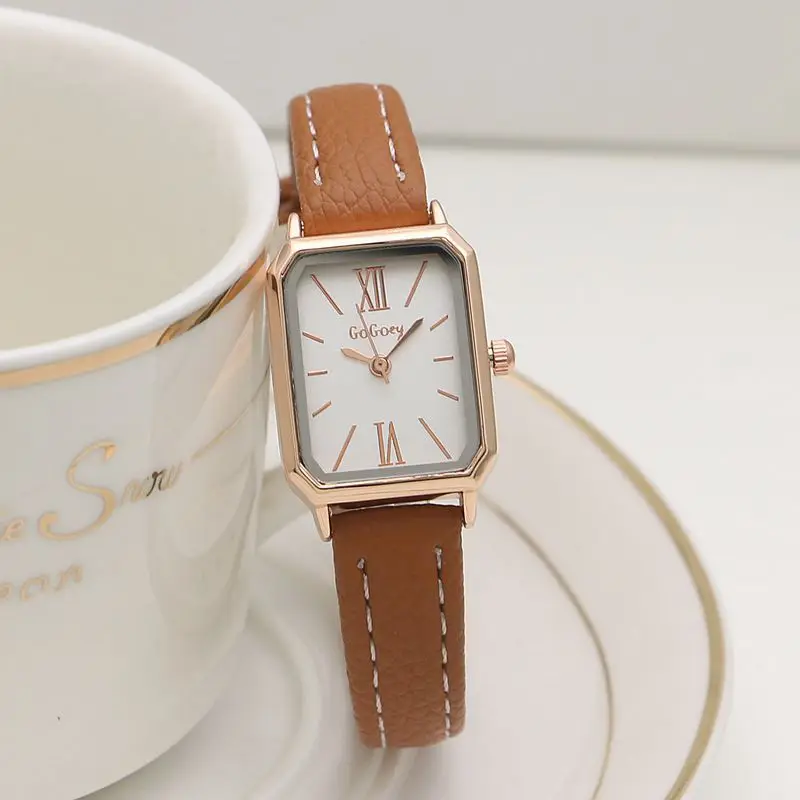 Square Japanese and Korean Thin Strap Watch Fresh and  display picture 1