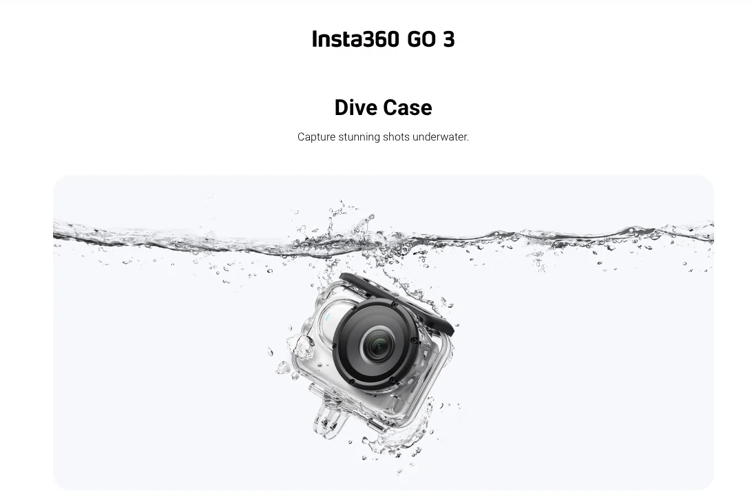 HSU Panoramic Camera Underwater 60m Waterproof Protecting Diving Housing Case For Insta360 Go3