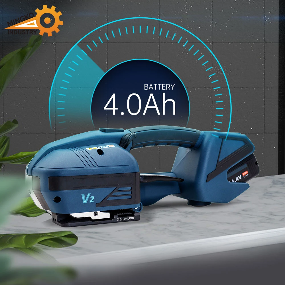 电动电池供电捆扎机床V2 pp带PET塑钢带专用打包机价格