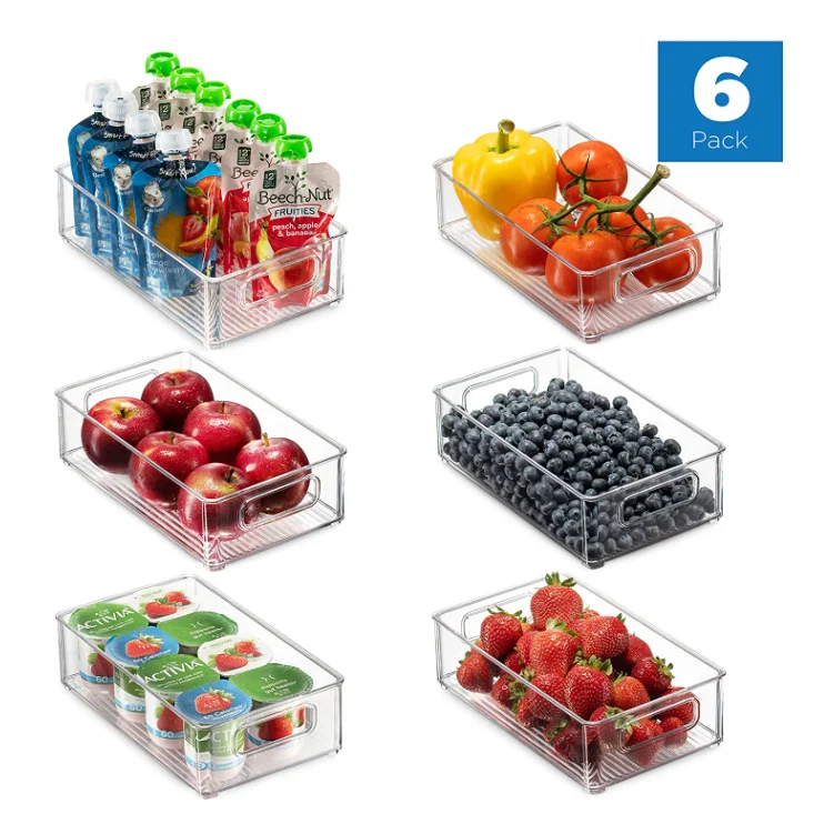 Fridge Tray Drawer Organizer Pull Out Refrigerator, Food Storage Boxes Stackable Home Kitchen Vegetable Storage
