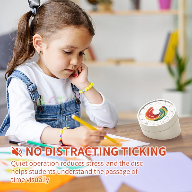 60 Minute Visual Timer Alarm Clock Nonslip Mechanical Task Reminder Countdown Clock for Study Teaching
