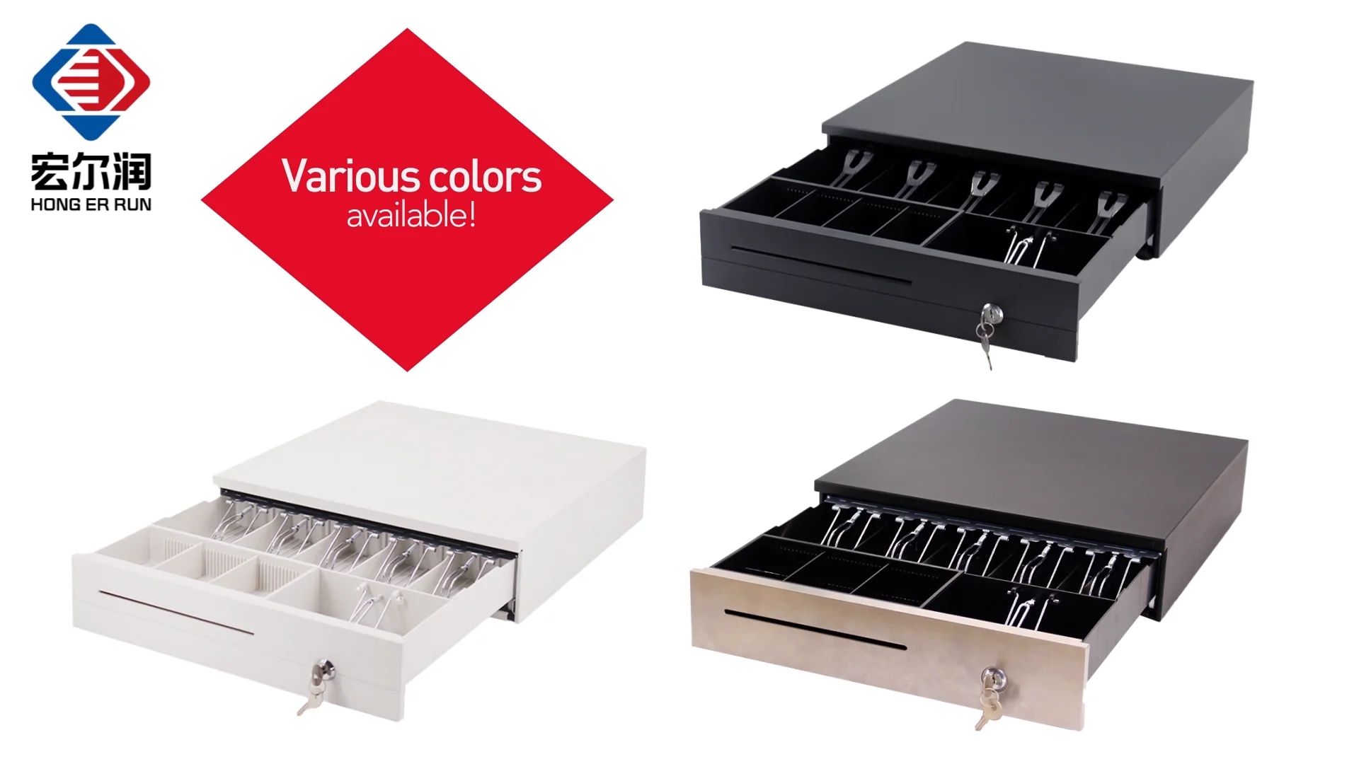 Her405 16" Manual Push Open Cash Register Drawer For Point Of Sale