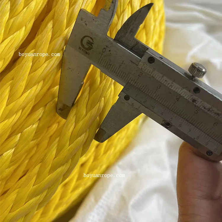 Hot Sales High Strength 12-Strand Plastics UHMWPE Rope HMPE Mooring Rope With Yellow Orange Colour  for Ship Towing Marine