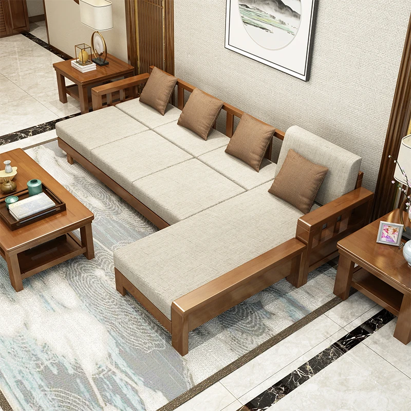 Nordic Simple and Modern Design of the Size of the Living Room Furniture Combination Set Solid Wood Sofa
