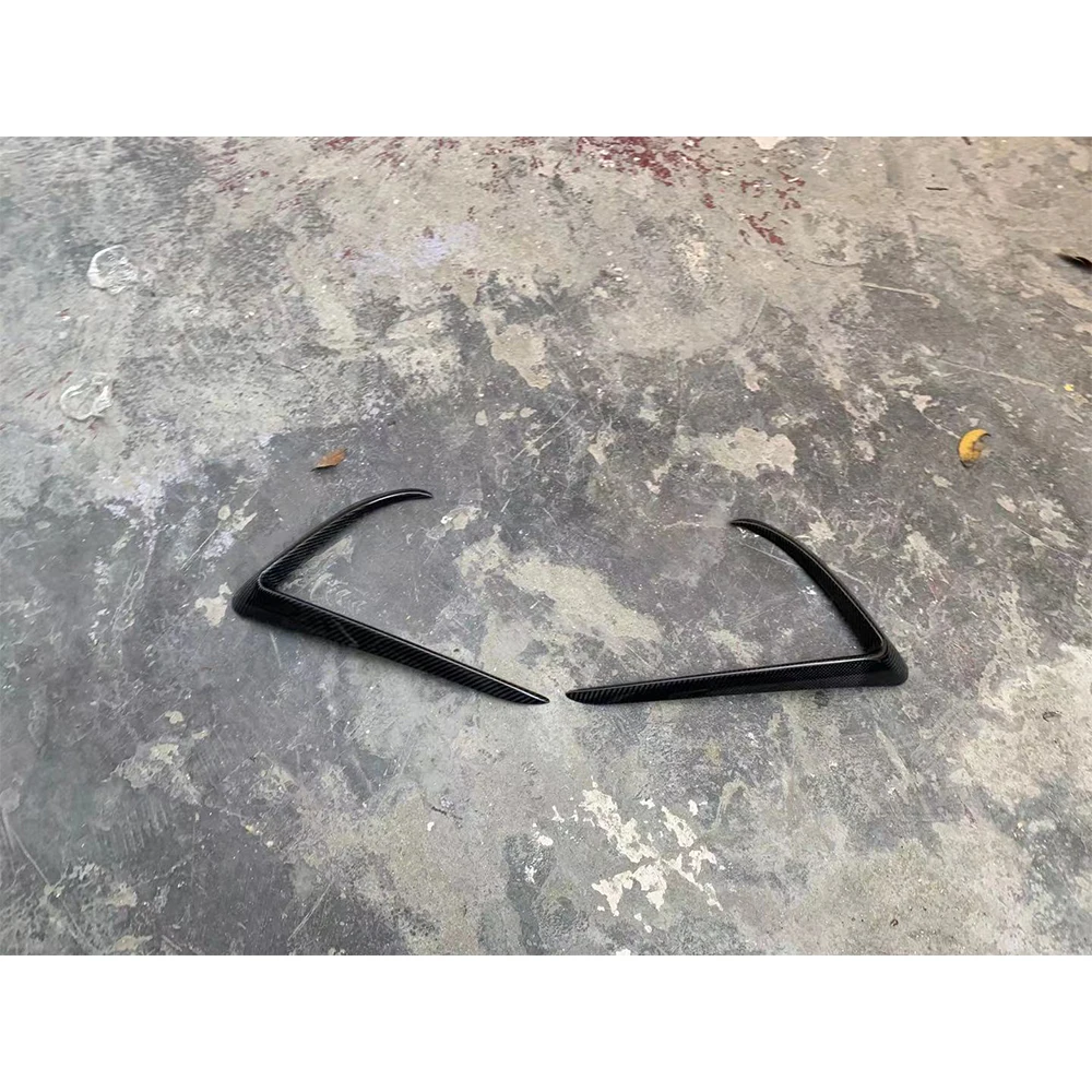 Carbon Fiber Front Bumper Side Fog Frame Air Vent Trim Spoiler Auto