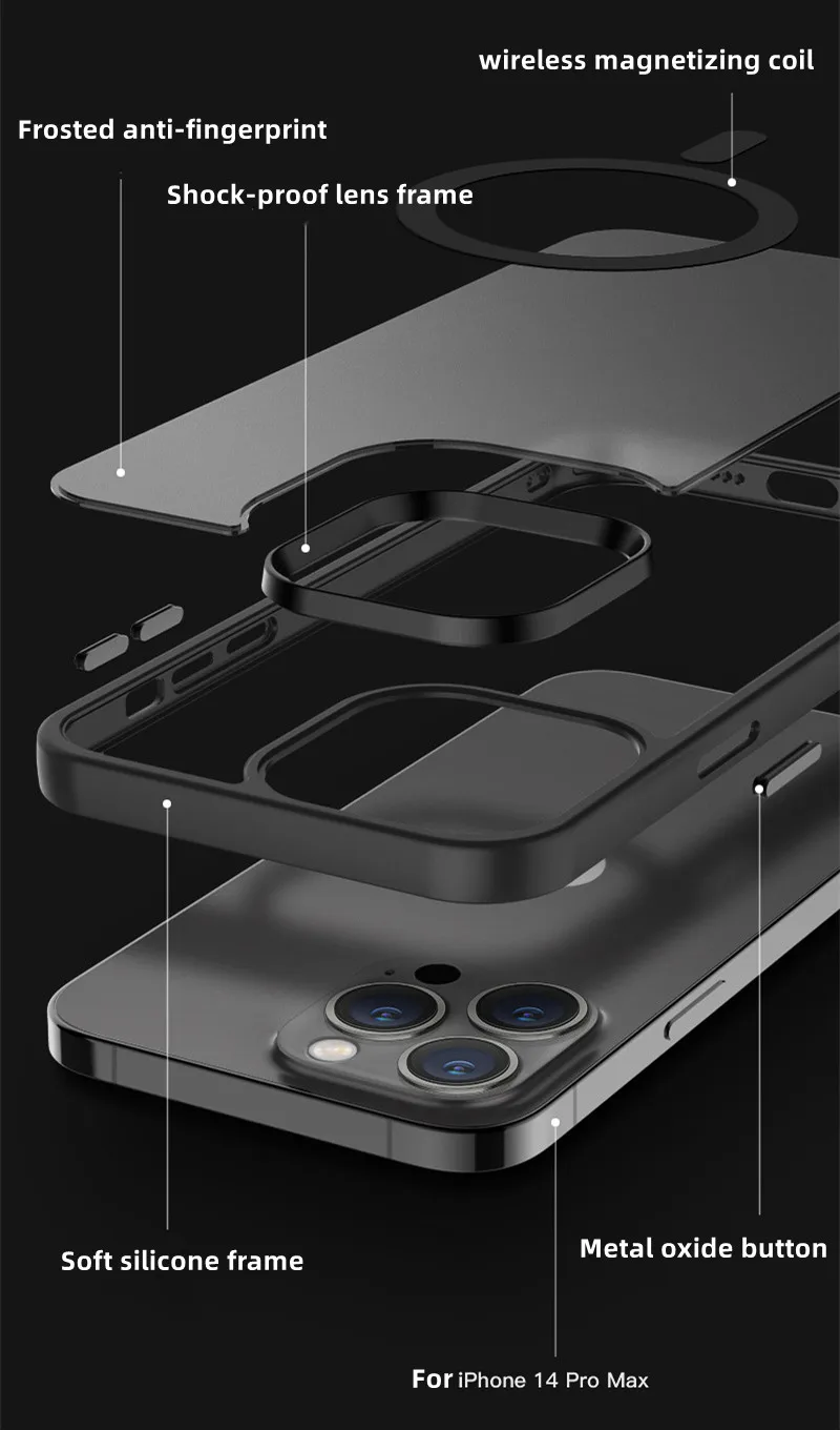 Shockproof Phone Case For Iphone 14 13 Pro Max Wireless