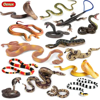 Oenux Wholesale PVC Animals Toys Wild Snakes Boa Lizard Rattlesnake Python Action Figures Model