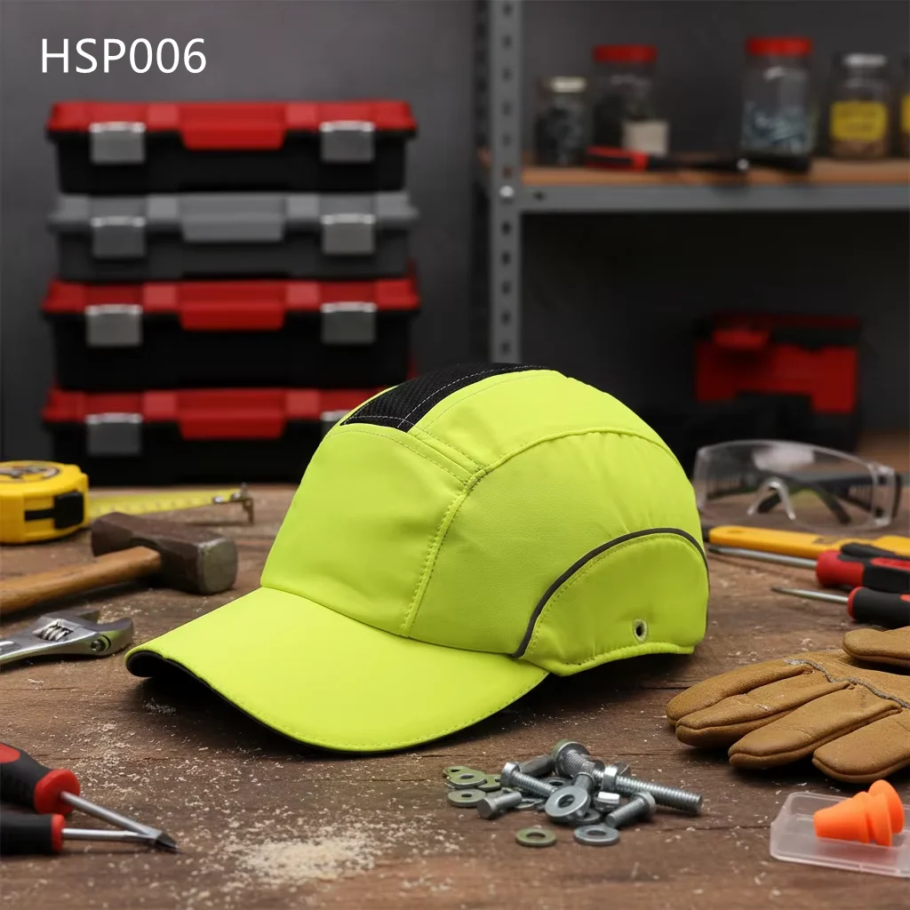 HY,CE Certified Workers Anti-Drop Fluorescent Yellow Bump Caps Stock Handling Hard Shell Removable Lining Safety Caps HSP006