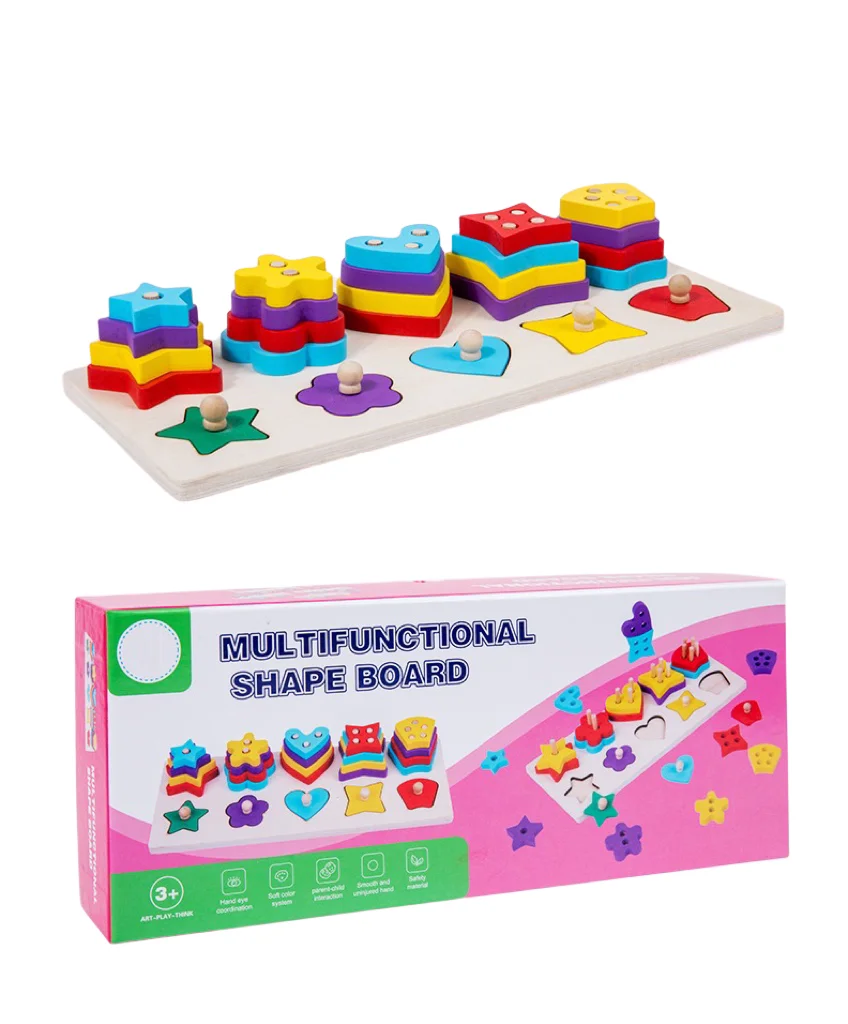 Kids Multifunctional Shape Board - Montessori Educational Toy