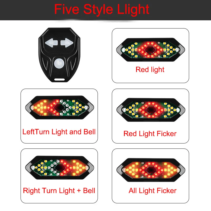Hot Selling Bicycle Bike Tail Light Set Remote Control Rechargeable with Battery Power Supply Spare Parts