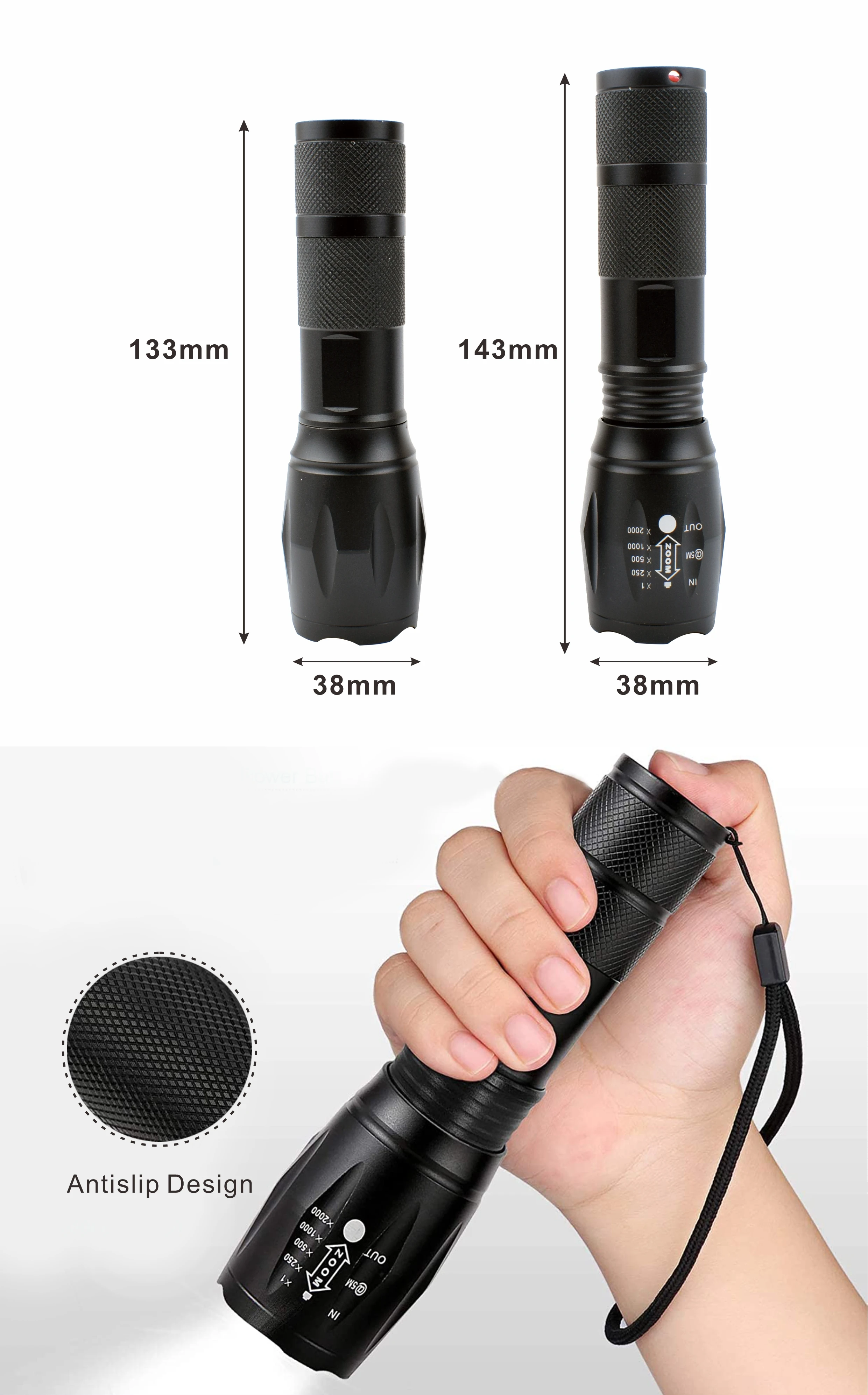 High Lumen XML T6 Tactical Flashlight - Super Bright & Durable