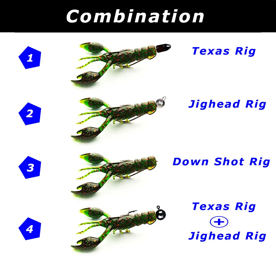 Hot Selling!fishing Tackle Crawfish Prawn Lures 3.8g/65mm Shrimp Lures