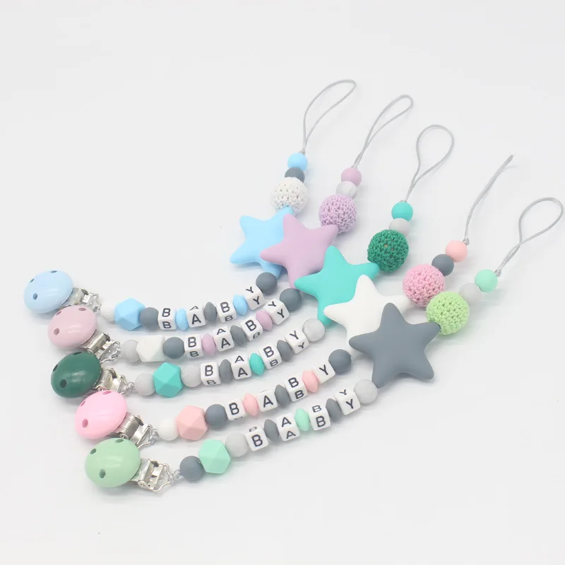 Safe Pacifier Clips Pacifier Teething Baby Teether Chain Clip Bead Dummy Holders 