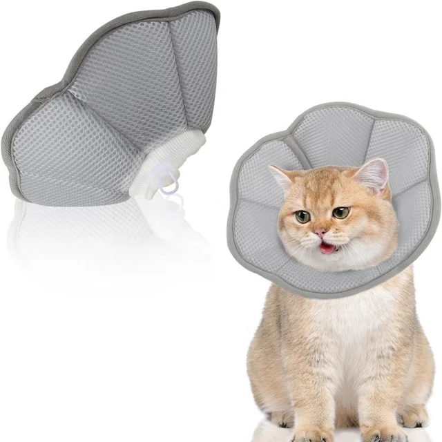 After Surgery Injuries Adjustable Cone Collar Breathable Elizabethan Protective Collar Cat Recovery Collar