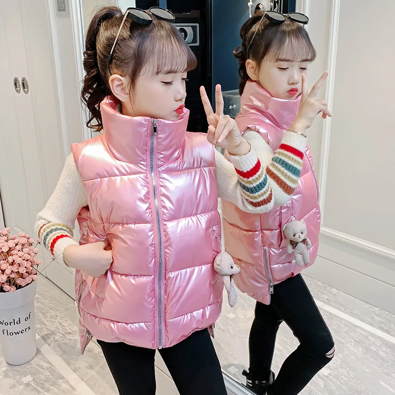 Q31108 fall winter boutiques thickened down cotton jacket Baby Girls boys sleeveless kids down vest coat