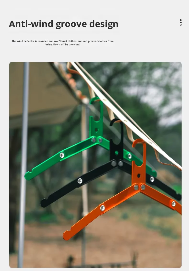 product custom ultra lightweight foldable aluminum hanger outdoor clothes drying rack anti slip metal hanger for travel camping laundry-4