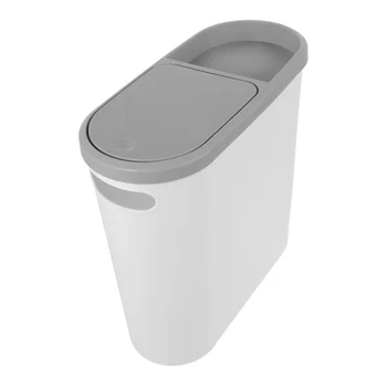 Bathroom Small Trash Can with Lid,10L 2.6 Gallon Slim Garbage Bin Wastebasket with Pop Up Lid for Bedroom Office Kitchen