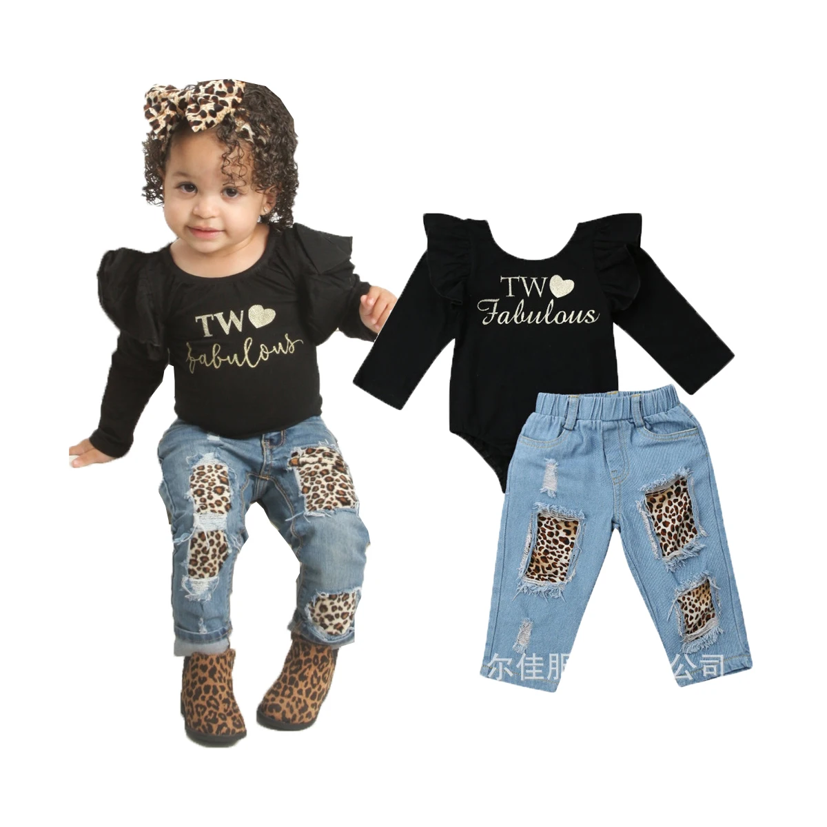 Kids Toddler Baby Boys Outfits Long Sleeve Shirt Ripped Denim Jeans Clothing Set 