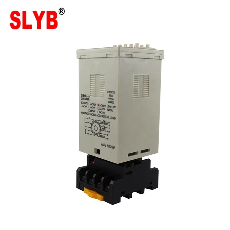 Высокое качество 220VAC дисплей цифровой 4-значный светодиодный Электрический Импульсный счетчик DH48J 11PIN с базовым
