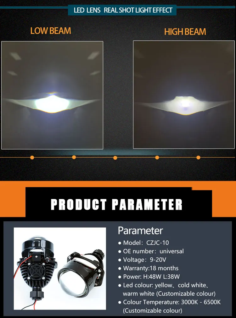 2.5inch Bifocal Lens Led Car Lamp Led Projector Headlights Double Lamp