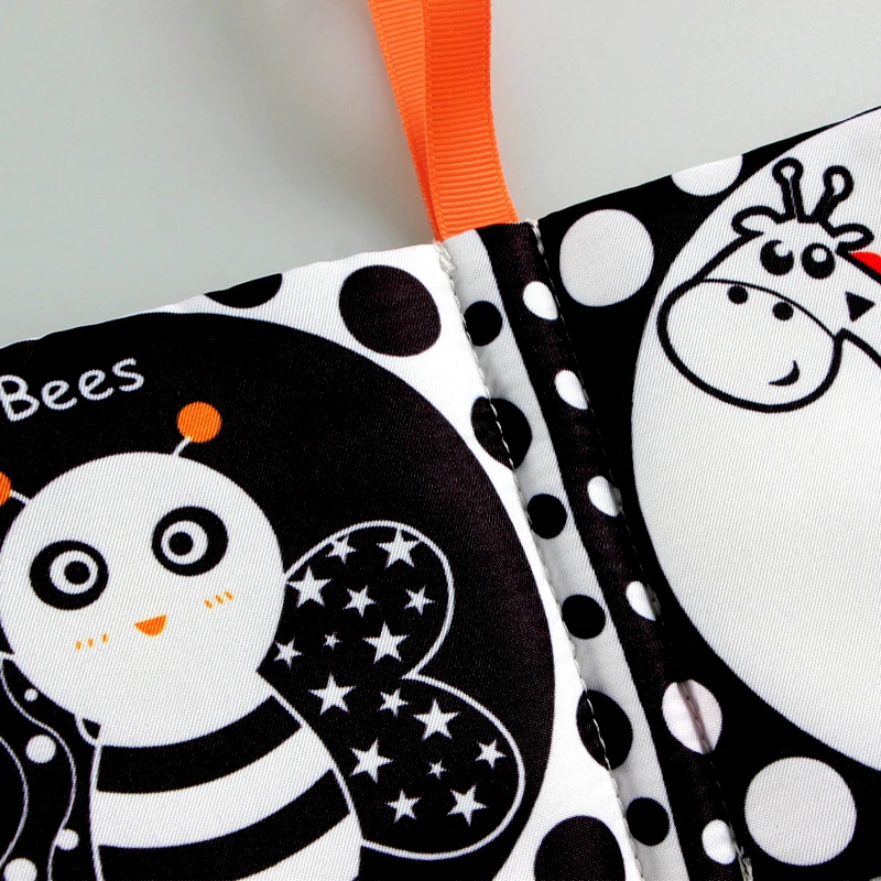 Черно-белая тканевая книга Визуальная стимуляция пляжная книга детская тканевая книга игрушка N005