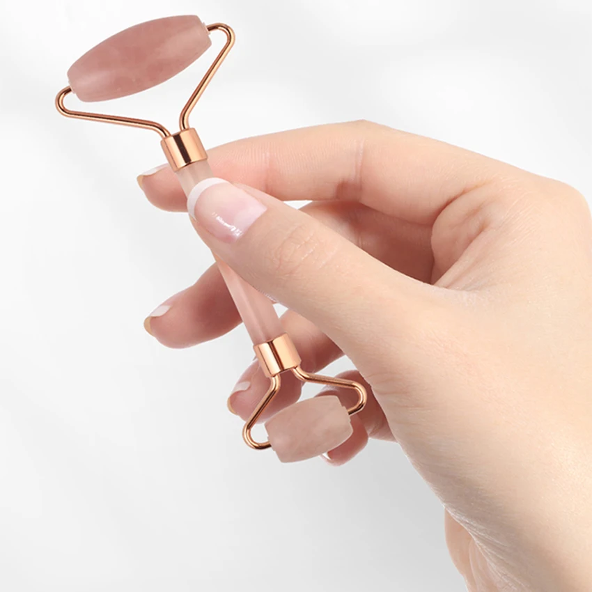 Amazon Hot Sales Skin Care Tools Custom 100% Natural Facial Massage Roller Rose Quartz Face Jade Roller Gua Sha Set With Box