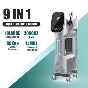 9 In 1 H2O2 Oxygen Jet Peel Beauty Salon Hydro Equip Face Care Microdermabrasion Skin Clean Whiten Bubble Facial Hydro Machine