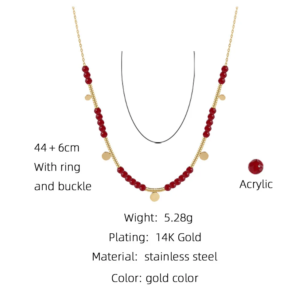 Red Acrylic Beaded Necklace