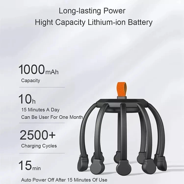New Design Automatic 10 Motors Electric Vibrating Head Massager Cordless Portable Head Massager