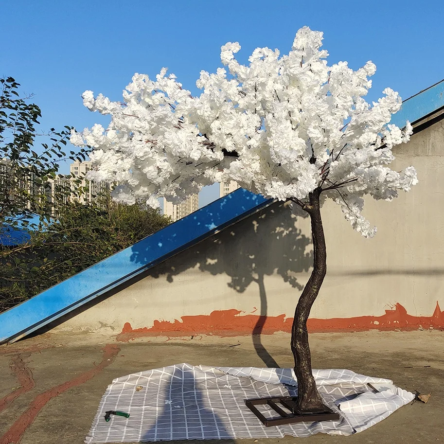 Artificial Flowers Table Centerpieces Tree Plastic White pink Cherry Blossom Tree for Indoor Wedding Decorations