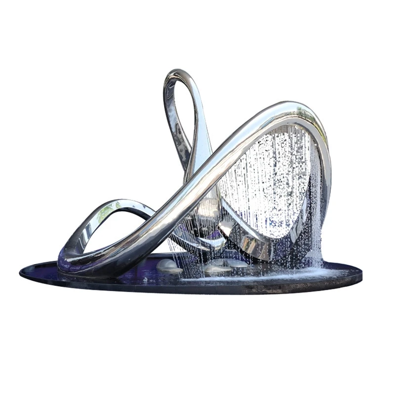 Garden Water Ripple Feature Statue Stainless Steel Mirror Fountain ...