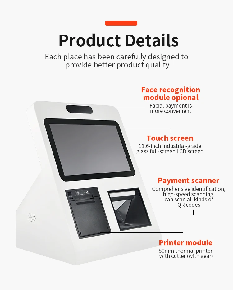 Self service cash register kiosk CY-83 Window Android optional self-service kiosk with printer scanner wifi