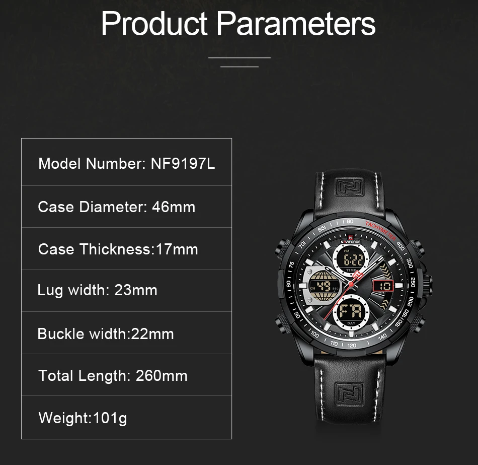 Naviforce 9197 Mens Analog/Digital Watch - Black H28fb78f6cf954202a3d5560bd3c39c93n