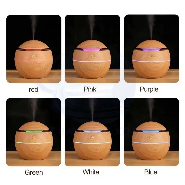 Creative Round Spray Mushroom Humidifier Mute Usb Air Humidifier Aromatherapy Ambient Light Wood Grain Humidifier 3