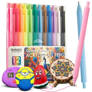 G5027 12-Color Press-Tip Plastic Acrylic Gel Pens 0.5mm Student Notebooks Planners Drawing Pens DIY Crafts Children's Gifts