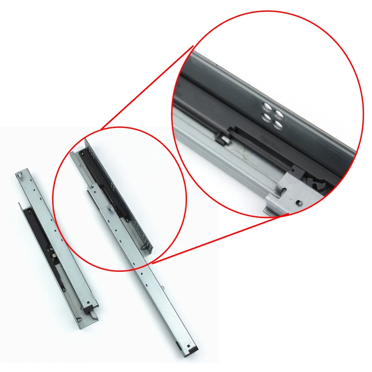 Hot selling 3 folded full extension push to open concealed drawer slides