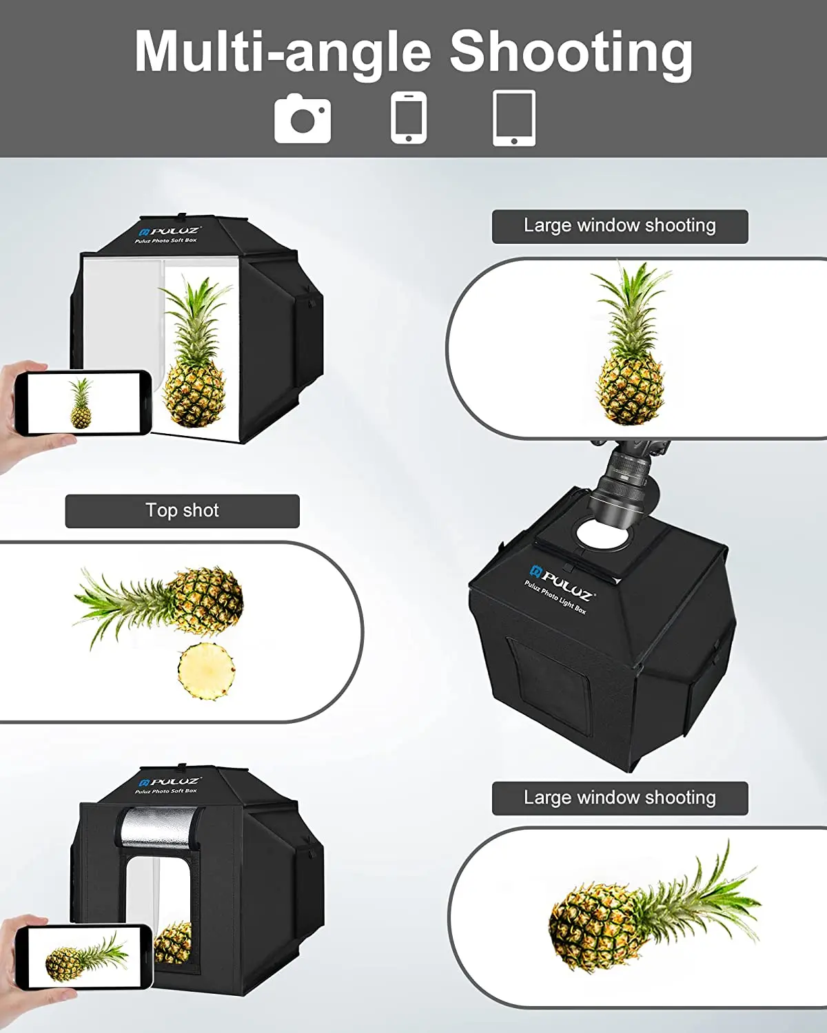 最佳5042 PULUZ 40厘米照相馆照相盒摄影软盒便携式折叠照相馆拍摄帐篷盒套件4色背景