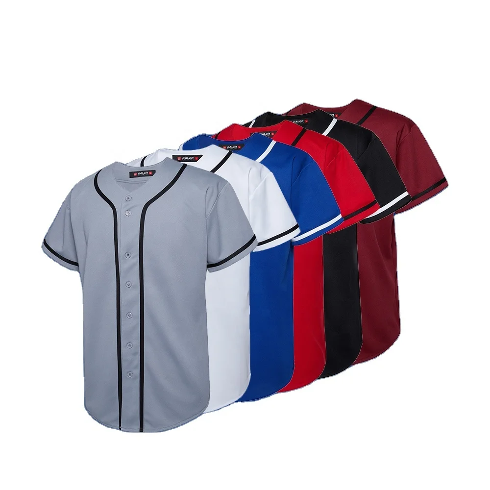 EALER BJ80 Series Mens Baseball Jersey Button Down Shirts Short Sleeve Hipster Hip Hop Sports Uniforms 