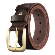 2024 Wholesale Unisex Gold Pin Buckle Business Men Belt Fashion Vintage Pure Genuine Leather Luxury Jeans Belt for Men