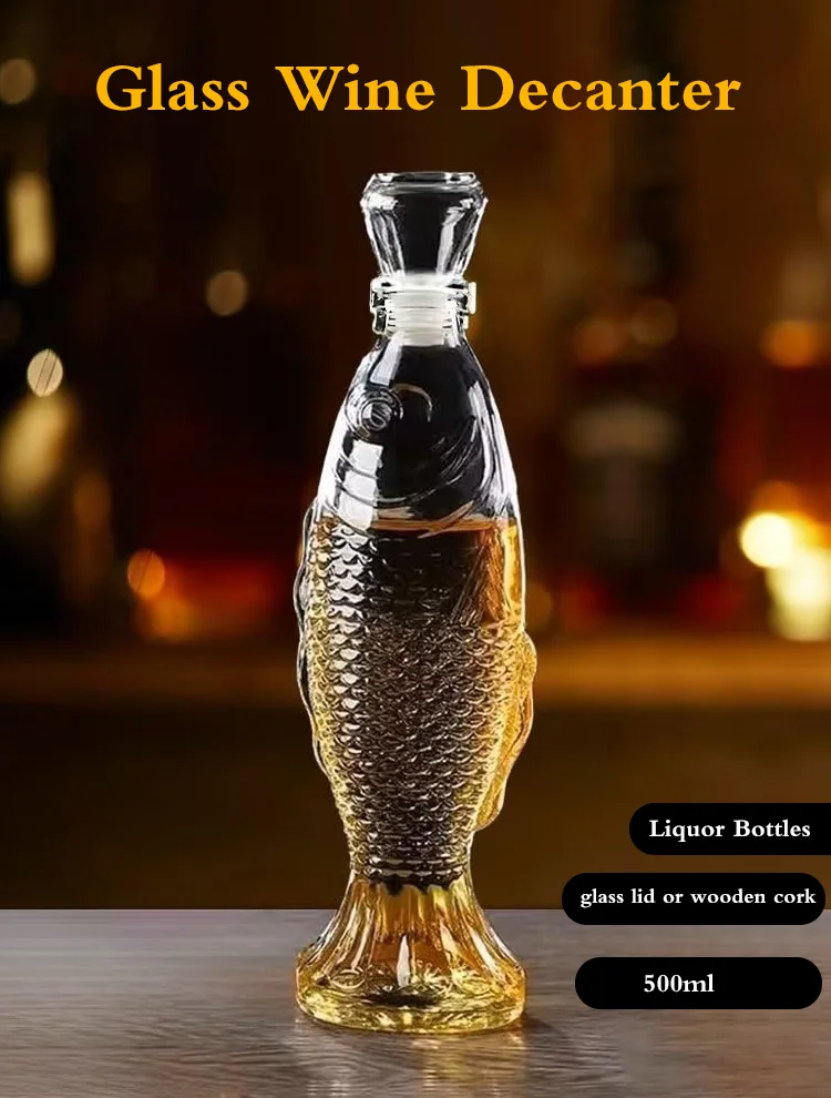 Wine Decanters Fish 750 Ml Empty Glass Wine Bottles With Airtight ...