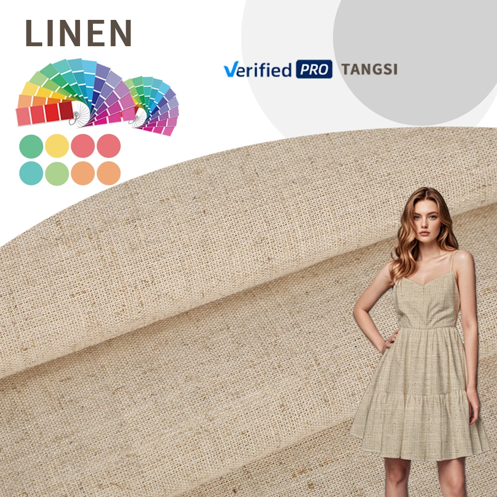 Wholesale Hot Sale Women's Clothing Comfortable Breathable Woven Plain Dyed Organic Linen Viscose Fabrics Wide Width Shirt