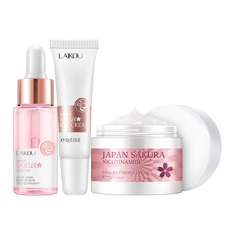 Sakura Combination Set Eye Cream 15g Face Cream 25g Essence 17ml English Packaging