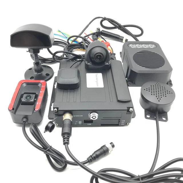 Iraq Multilingual Vehicle Remote Monitoring Host 4G GPS 4CH SD Card MDVR with Alarm Support ADAS Function+DMS+BSD Camera