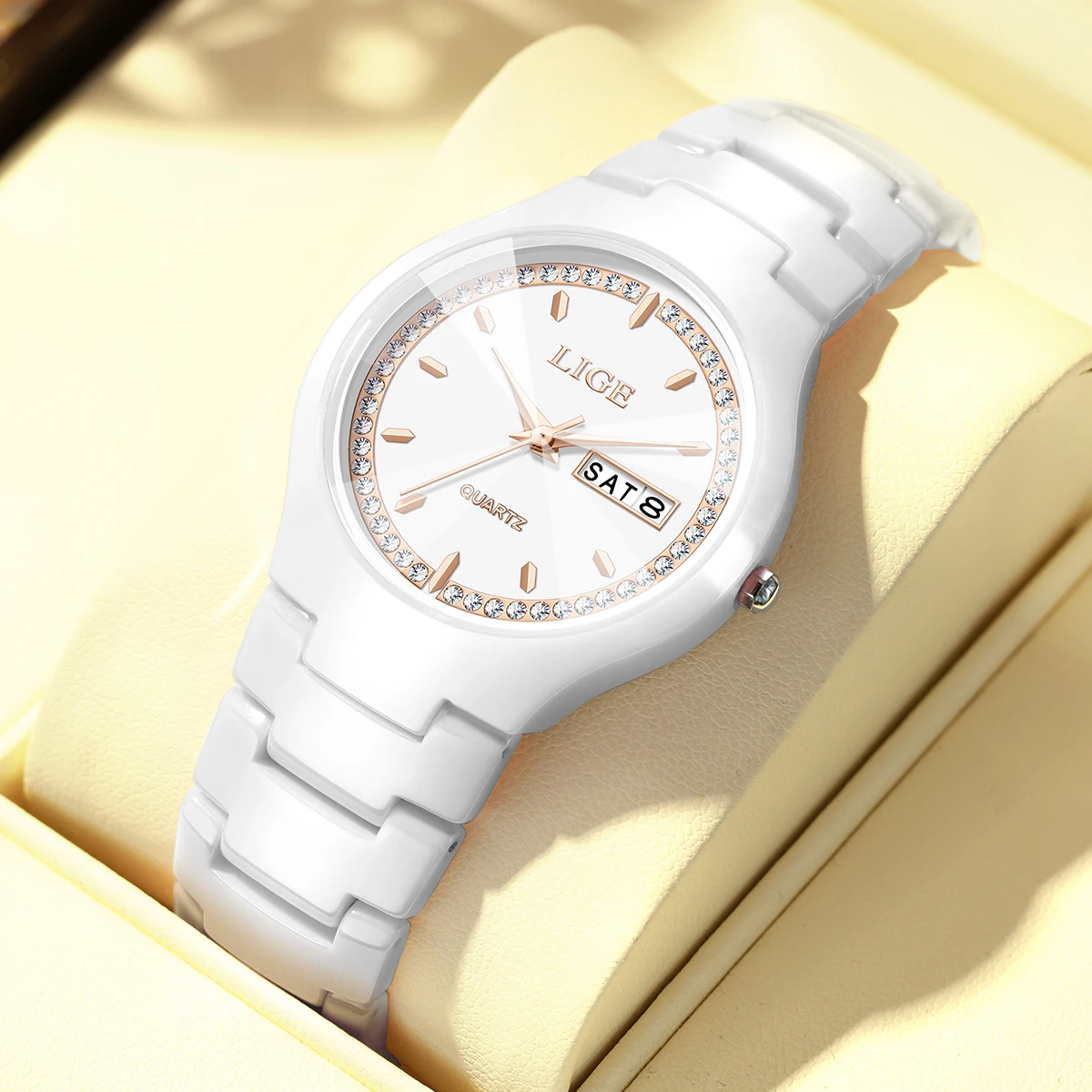 Womens White Dial Analog Quartz Silver Stainless Steel Luminous Waterproof Watch Women Quartz Watch Silver Stainless Steel Band Light... From  main image 3