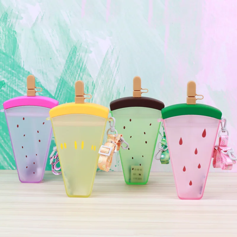 Customizable Creative Cute Kawaii Plastic With Straw&strap Ice Cream ...