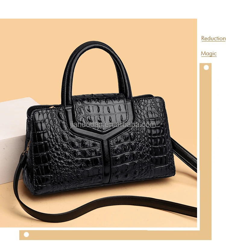 Jianuo High Quality Crocodile Leather Bag For Woman Black Luxury ...
