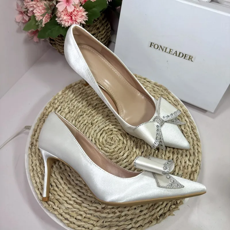 Satin White Wedding Shoes - Stylish & Comfortable Pumps