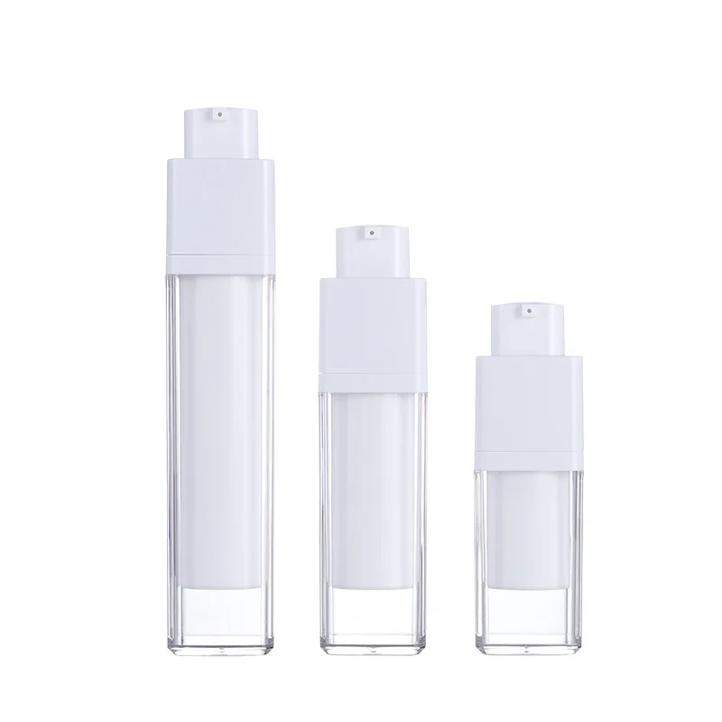 Plastic Acrylic Serum Lotion Twist up Airless Bottles Square Refillable Airless Pump Bottle Cosmetic Containers 15ml 30ml 50ml