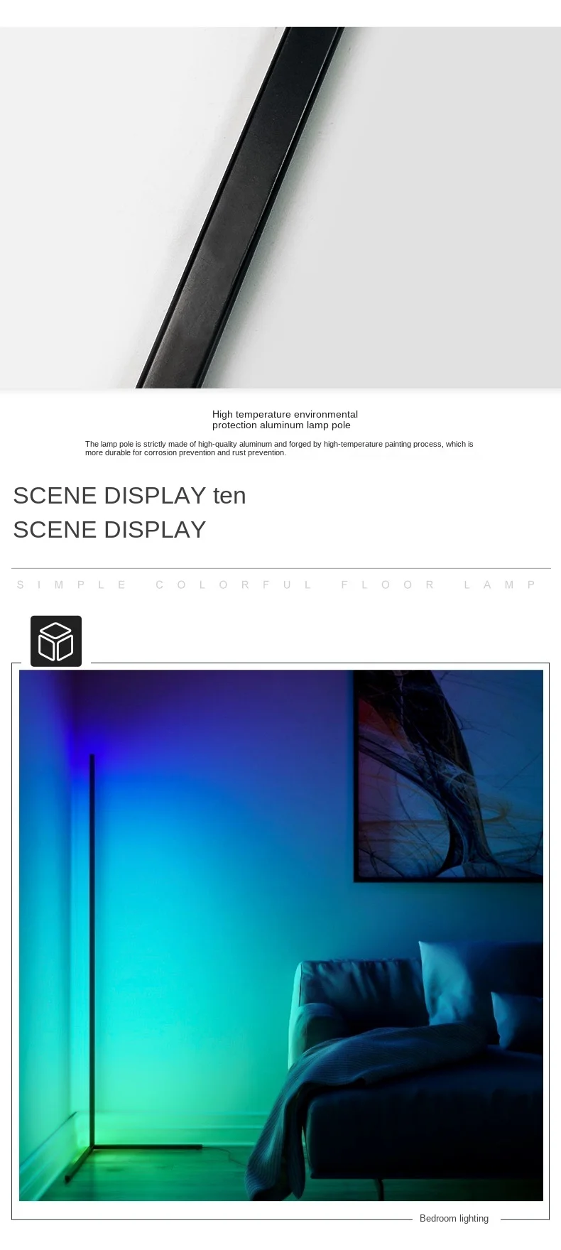 Dropshipping Smart Rgb Colorful Corner Tripod Floor Lamp With App