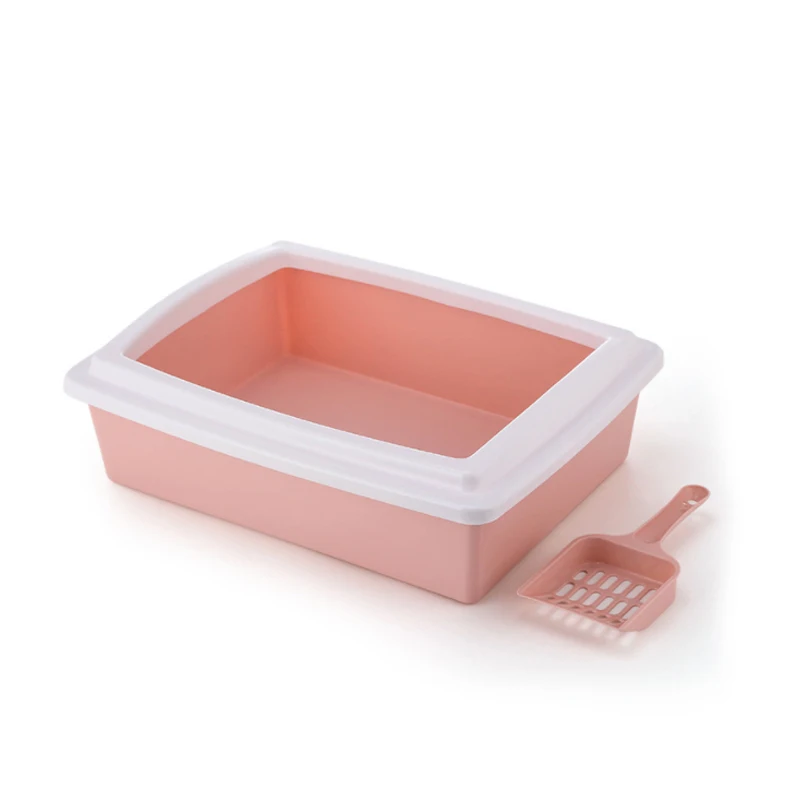 Rectangular Pet Semi-closed Cat Litter Box Litter Tray Toilet Plastic Cat Litter Box With Shovel